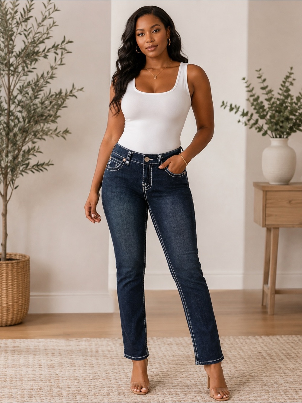 True Religion Dark Wash Contrast Stitch Jeans